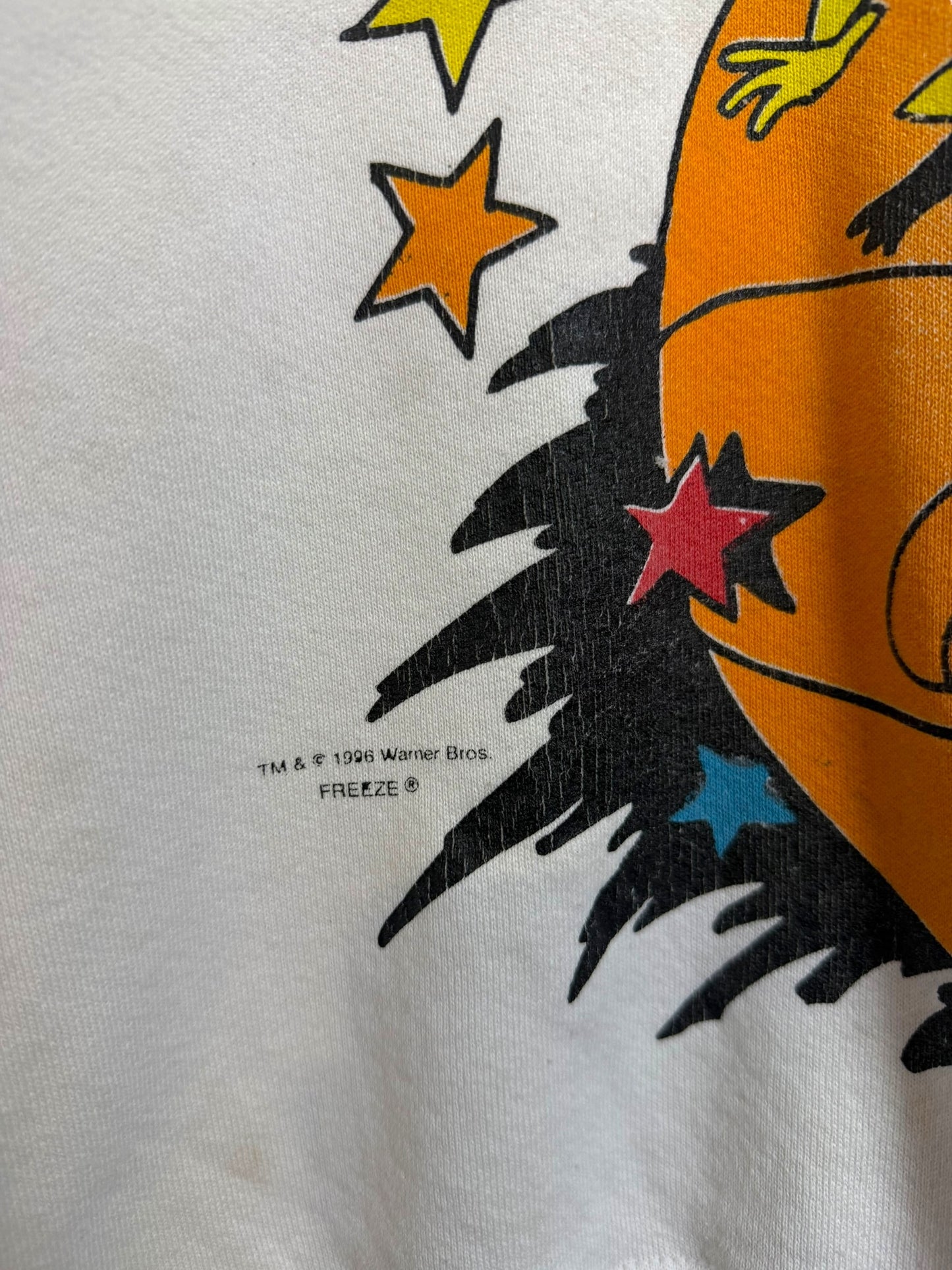 Vintage 1996 Space Jam AOP “Here Comes Trouble” Crewneck
