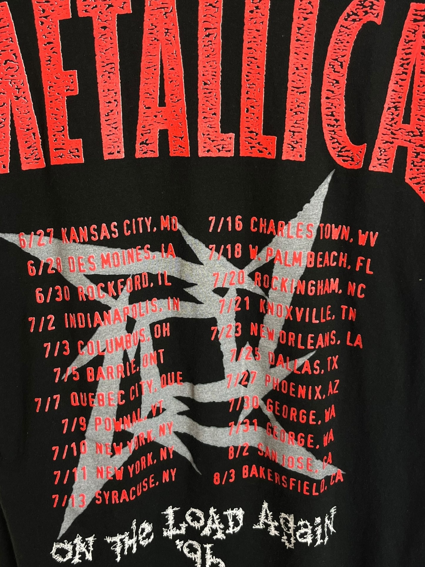 Vintage 1996 Metallica Tour “On The Load Again” T shirt