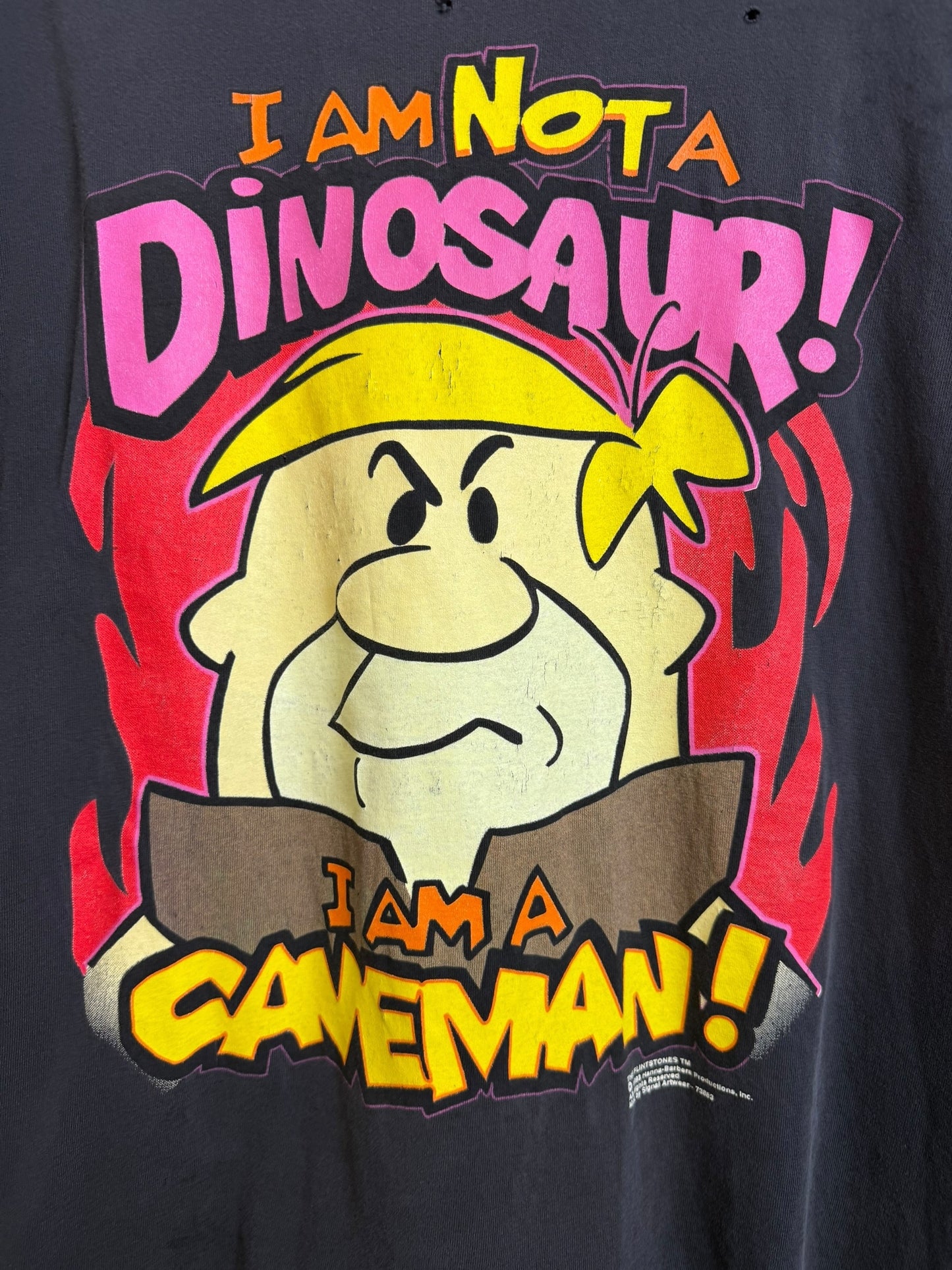 Vintage 1993 Hanna Barbera The Flintstone “I Am A Caveman” T Shirt