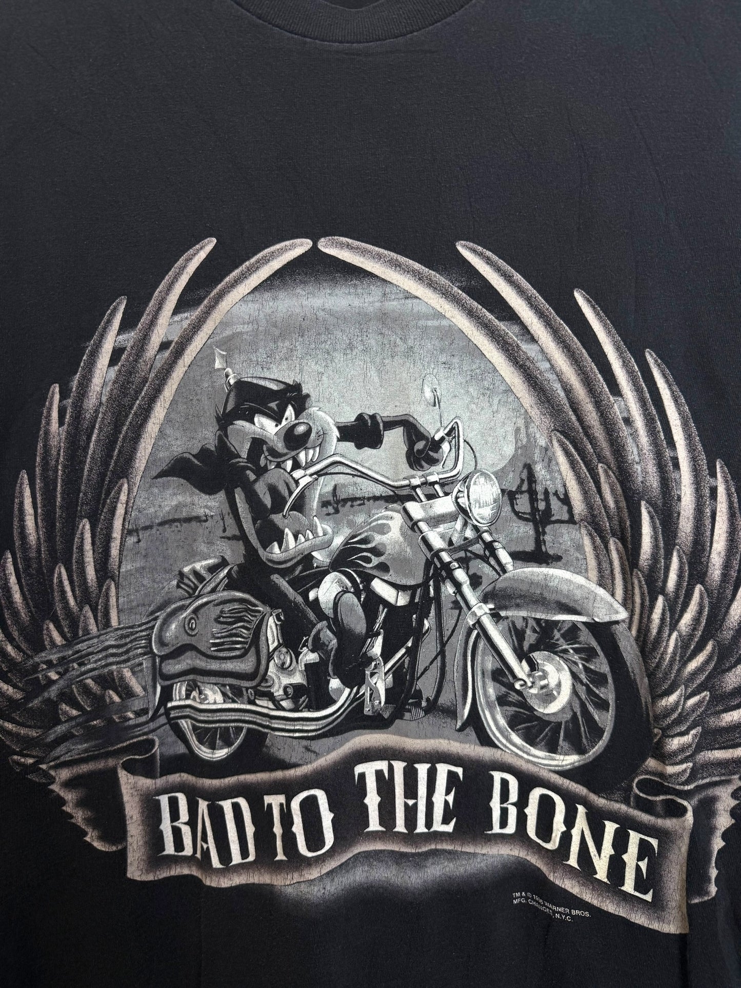 Vintage 1996 Taz Mania x Harley Davidson “Bad To The Bone” T Shirt