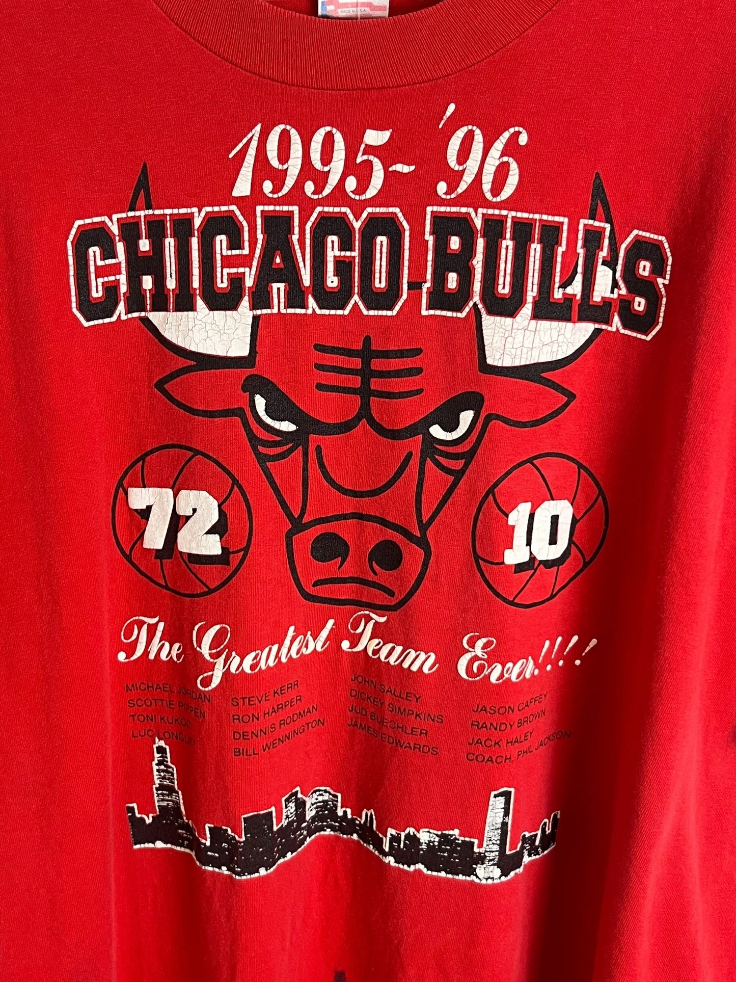 Vintage 1996 Chicago Bulls “72-10” Line Up T shirt