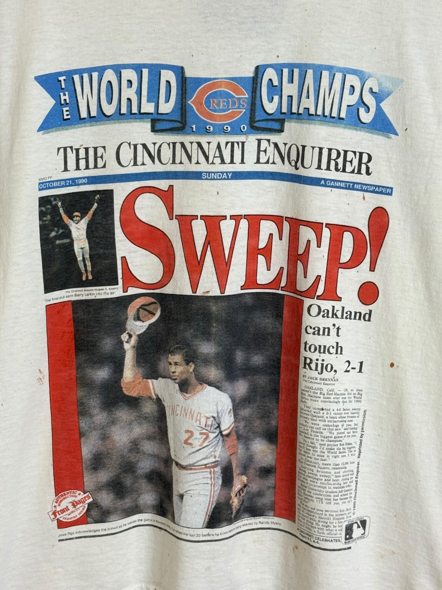 Vintage 1990 Cincinnati Reds World Champs T Shirt